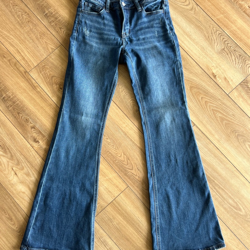 VERVET BY FLYING MONKEY Blue Flare Wide Leg Jeans